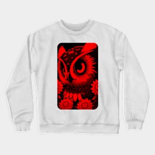 Red Owl Graphic Art Crewneck Sweatshirt